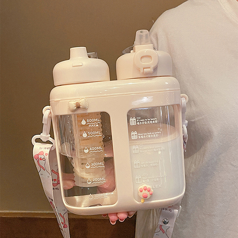 Water Purification Straw - Botol air plastik minuman dobel lucu,